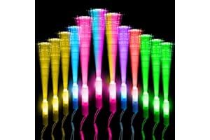 LED Fiber Optic Glow Sticks 12 Pack – Colourful Light-Up Wands with 3 Modes for Christmas, Parties, Holiday Nights, Concerts,