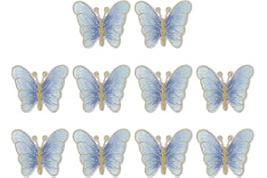 Generic 10 Pcs Butterfly Iron on Patches, Embroidered Sew on Applique Repair Patch for Backpacks Clothing Shoes Hats DIY, Lig