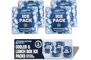 EVERLASTING ICE RX Rapid Performance Reusable Ice Packs for Lunch Boxes, Lunch Bags or Coolers | 4 Pack | Cold for Up to 12 Hours | Ice Packs for Cooler, Long Lasting for Camping, Beach, & School