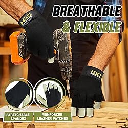 HANDLANDY Leather Work Gloves for Men