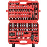 LLNDEI 1/4 &amp; 3/8" Drive Impact Socket Set 186Pcs SAE/Metric | CR-V Deep &amp; Shallow Sockets, Ratchet, Spark Plug Socket, Bits, for Auto Repair Shop, Garage, Engine Rebuilding &amp; DIY Projects