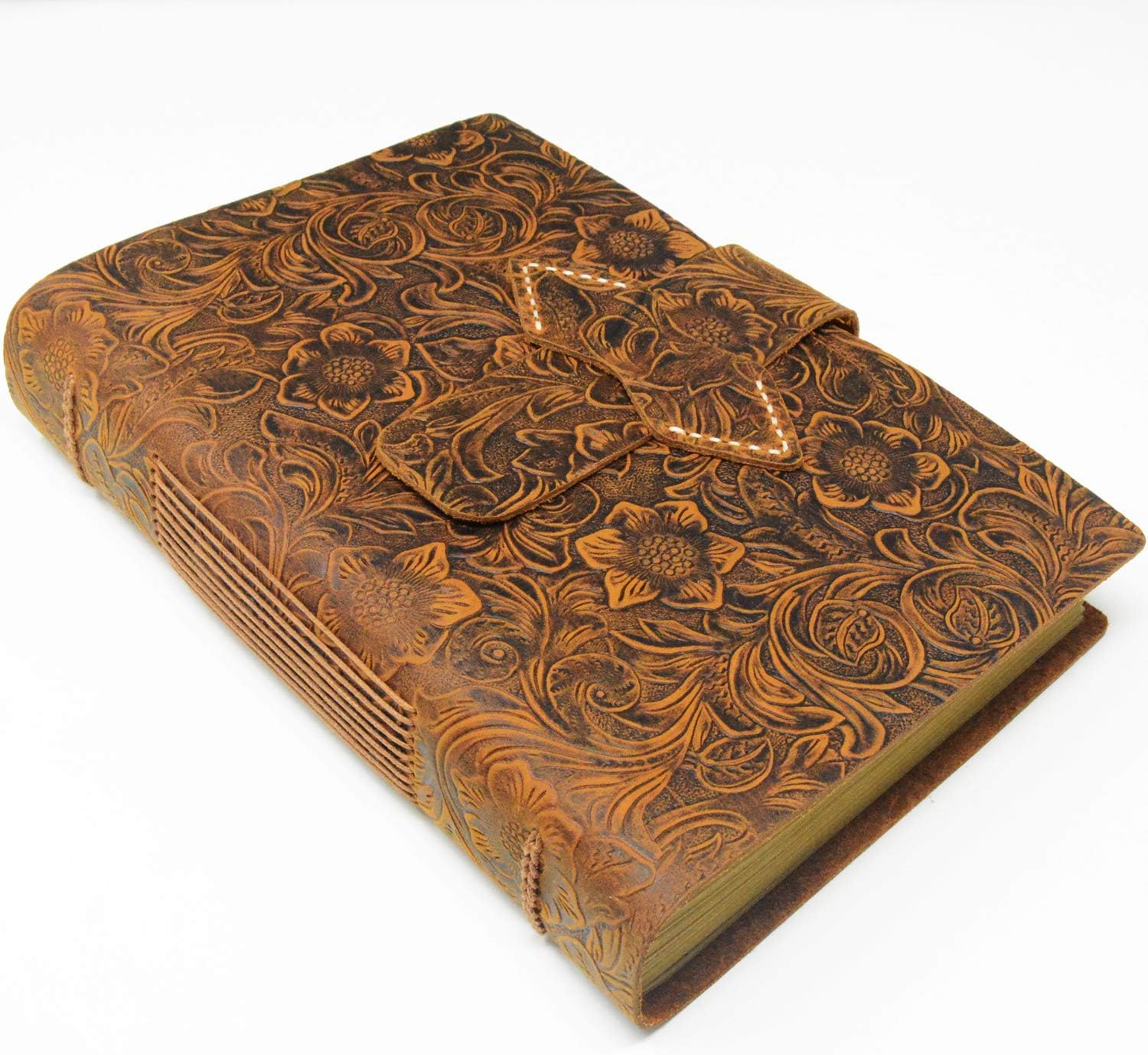 Handmade Notebook - Antique Leather-Bound A5 Daily Note Pads for Men & Women, Best Gift for Art Sketchbook,Unlined Kraft Paper,Travel Diary & Journals to Write in (Brown, A5:22 * 15CM)