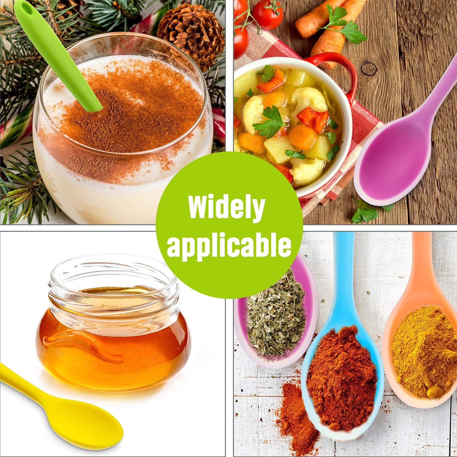 6 Pieces Small Multicolored Silicone Spoons Nonstick Kitchen Spoon Silicone Serving Spoon Stirring Spoon for Kitchen Cooking Baking Stirring Mixing Tools (Red, Green, Yellow, Purple, Orange, Blue): Kitchen & Dining