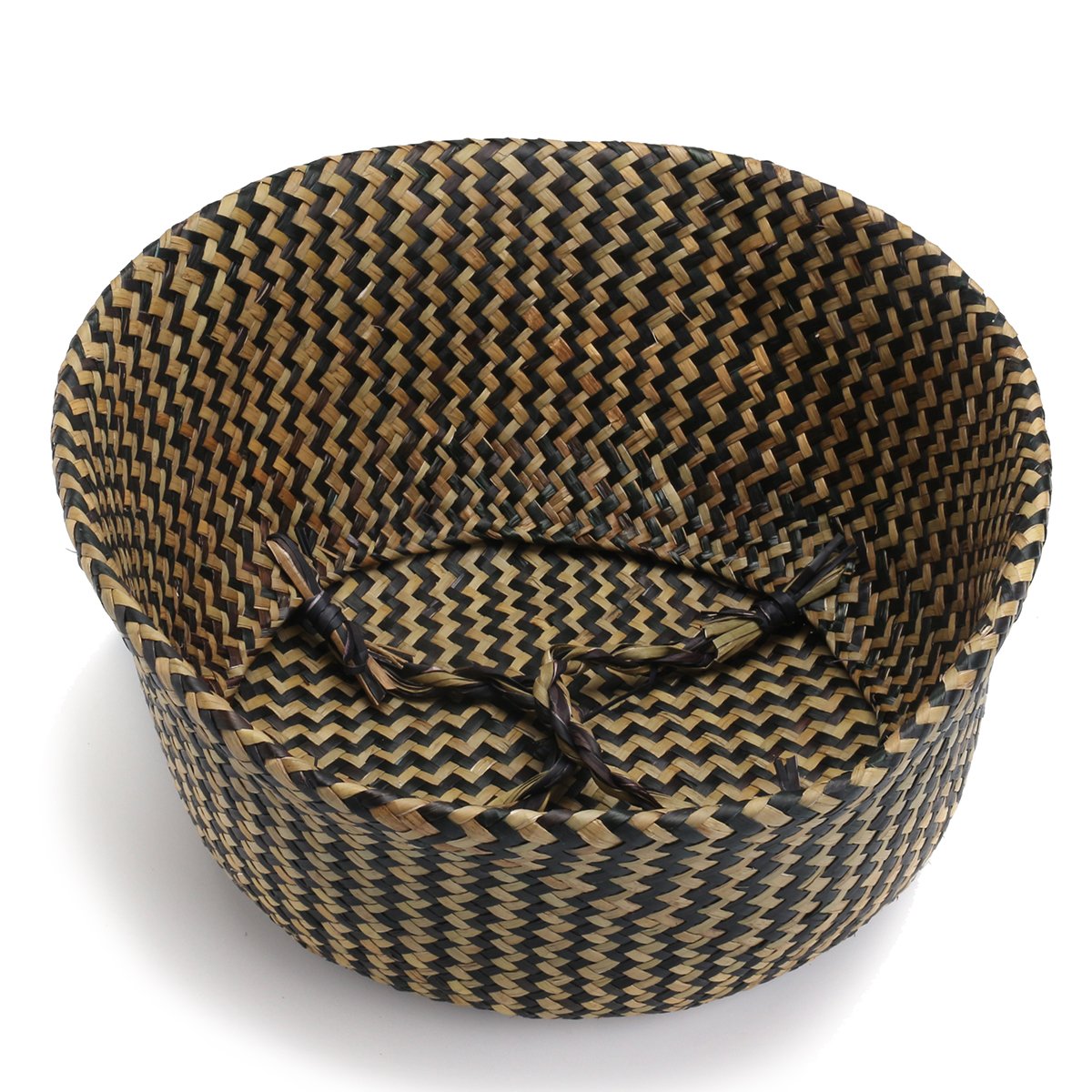 Jeteven Panier Osier Rangement Pliable Tressé à la Main Panier Vintage de Linge Fleur Plante Style Campagne Déco Maison 32 x 28cm