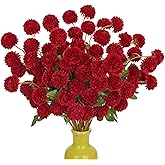 Briful 12pcs Artificial Kiku Mums Flowers – Realistic Silk Pom Pom Faux Chrysanthemums for Home Décor, Wedding Centerpieces, Vase Arrangement, Fall & Spring DIY Decorations, Dark Burgundy