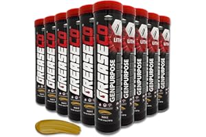 GREASECO General Purpose Lithium Grease Tube | Cartridge for Grease Gun | Tractor | Automotive | Ball Joint | Mower | High Temp | Door Tracks | Amber | Case of 10 Tubes | NLGI 2 | GenPurpose