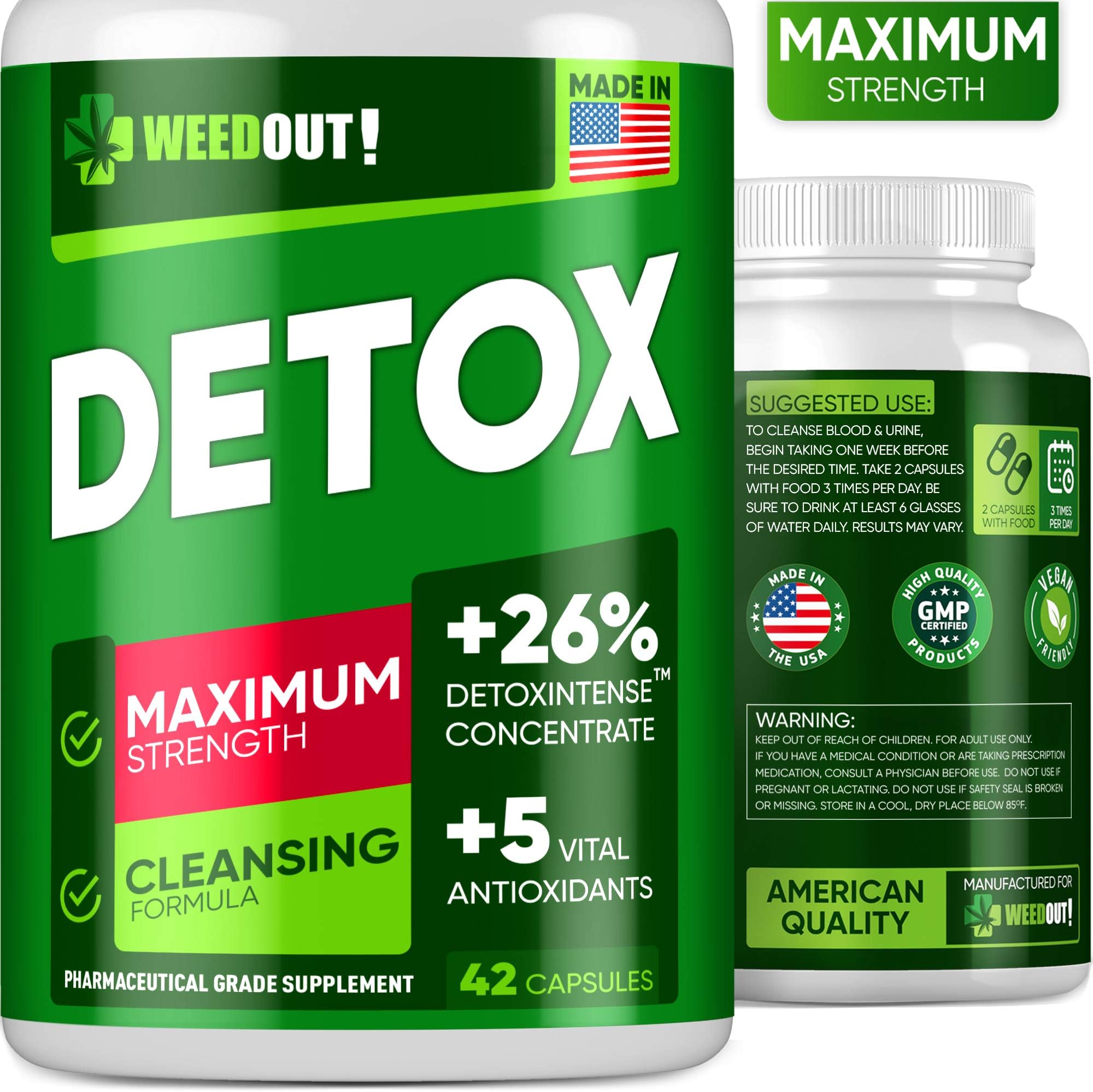 Complete Body Cleanse - Natural, Healthy Cleansing Support for Liver, Urinary Tract, Kidney, Digestive System - 5X Strength, Fast Action Flush, Eases Withdrawal Symptoms - 42 Vegan Capsules