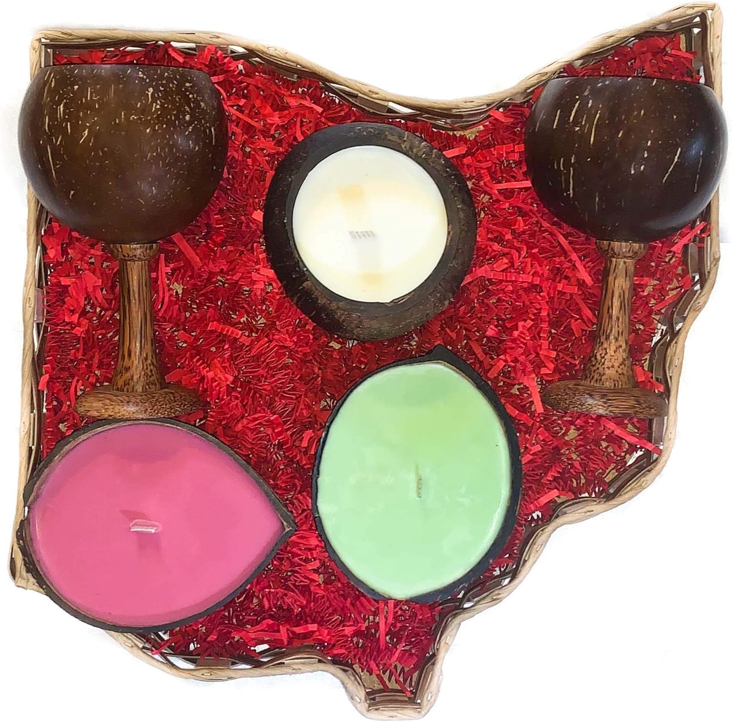 Candle Gift Set Basket with 3 Candles and 2 Wine Glasses