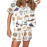 SHESHOW Satin Pajamas for Women Set Satin Button Down Short Sleeve Shirt and Shorts Summer Loungewear Size XS-XXL