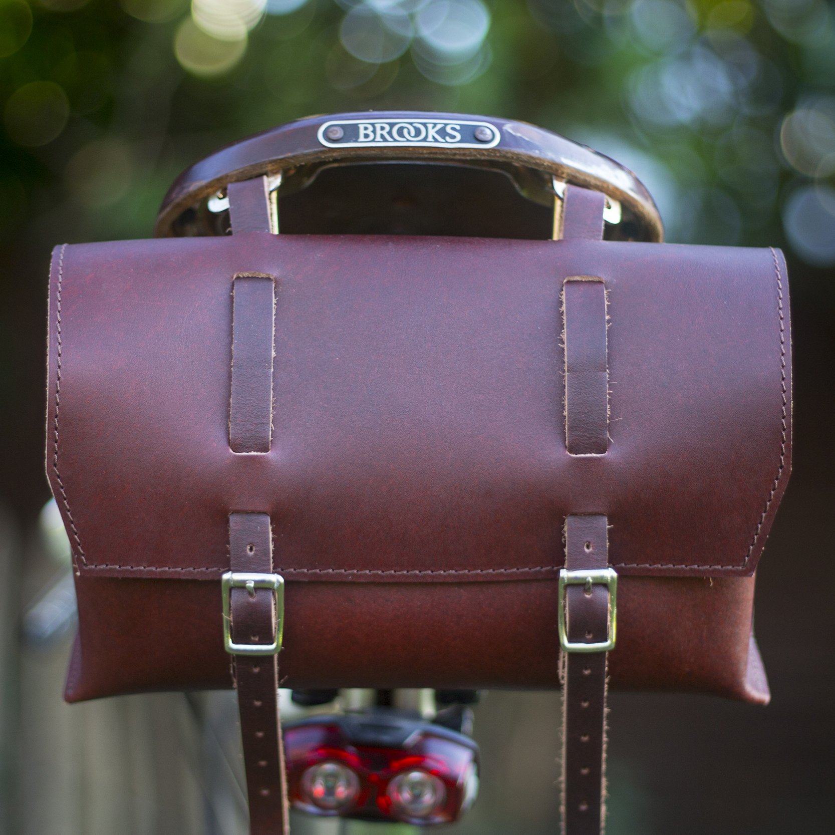 Large Bicycle Leather Bag Saddle / Handlebar / Frame Bag in CHERRY BROWN LEATHER Classic Bag XL-CHER