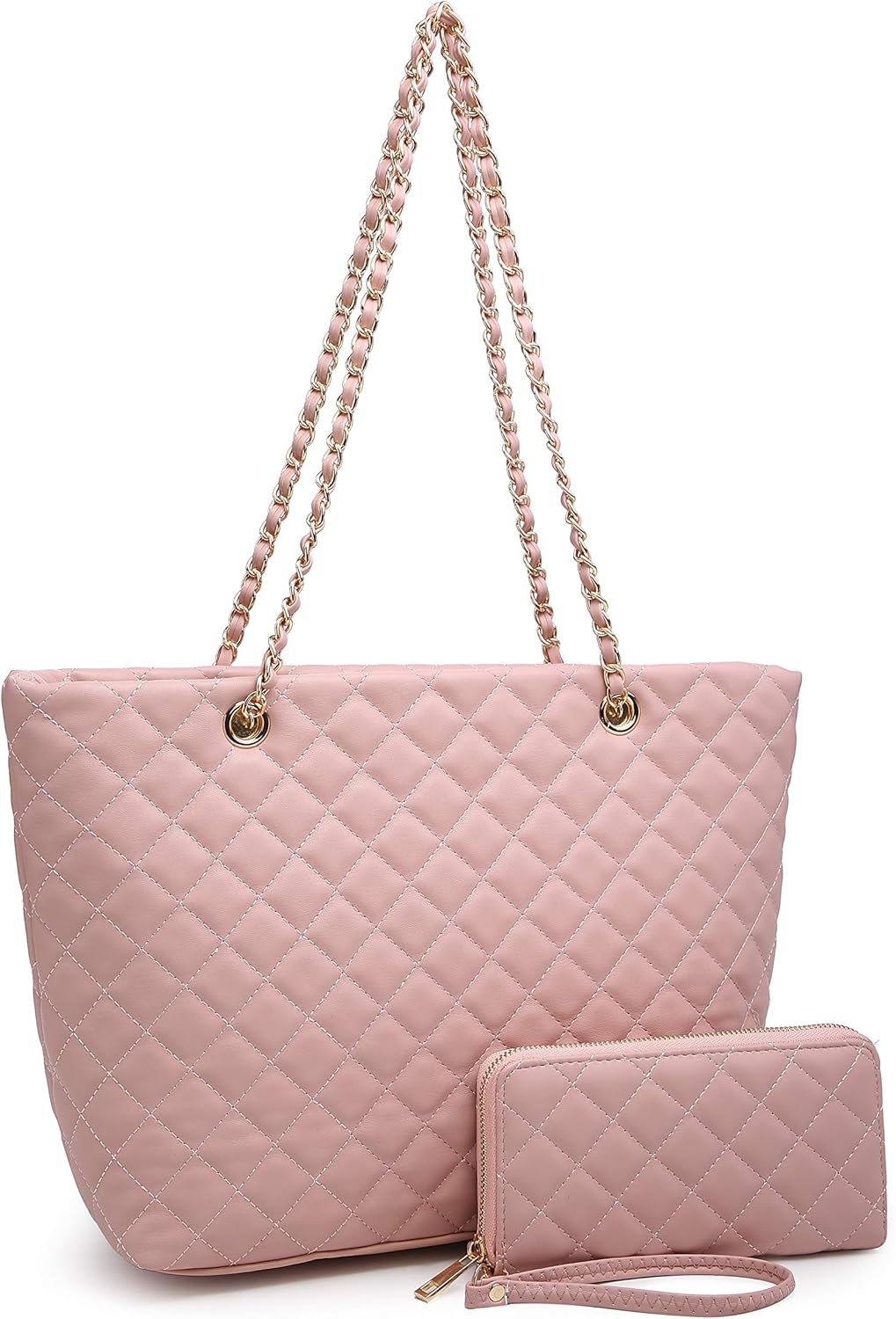 XB Tote Purse and Handbags Set for Women Leather Quilted Shoulder Bag