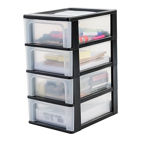 Iris Organizer Chest OCH-2004 Schubladencontainer-/ schrank, Kunststoff, schwarz / transparent, 35,5 x 26 x 49 cm