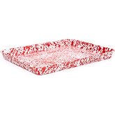 Enamelware Jelly Roll Pan, 16.25 x 12.5 inches, Red/White Splatter