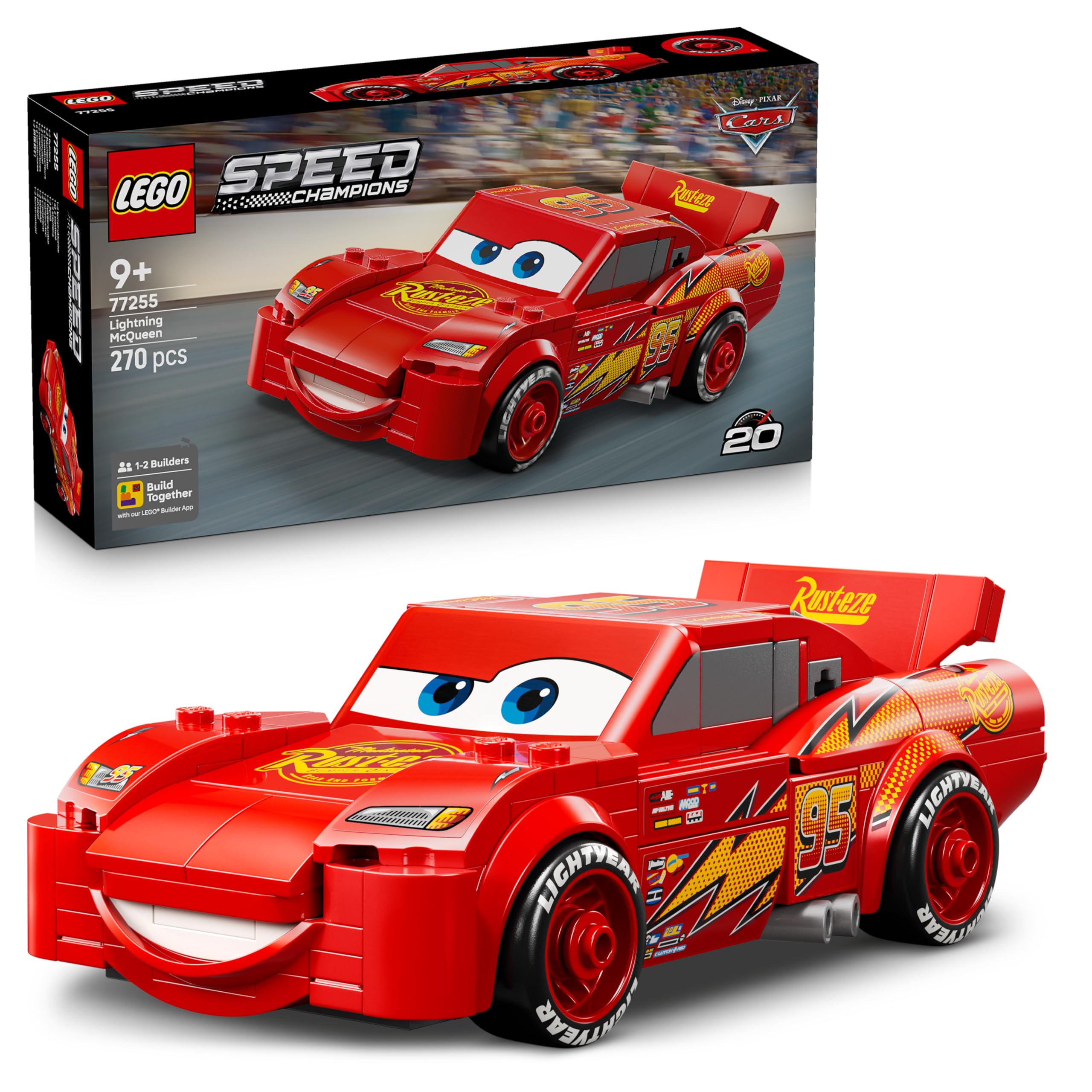 LEGO Speed Champions | Lightning McQueen - Spielzeug zu Cars von Disney Pixar - DIY Deko für Kinderzimmer - Auto Spielset - Kreatives Geschenk für Mädchen, Jungen und Autofans ab 9 Jahren - 77255