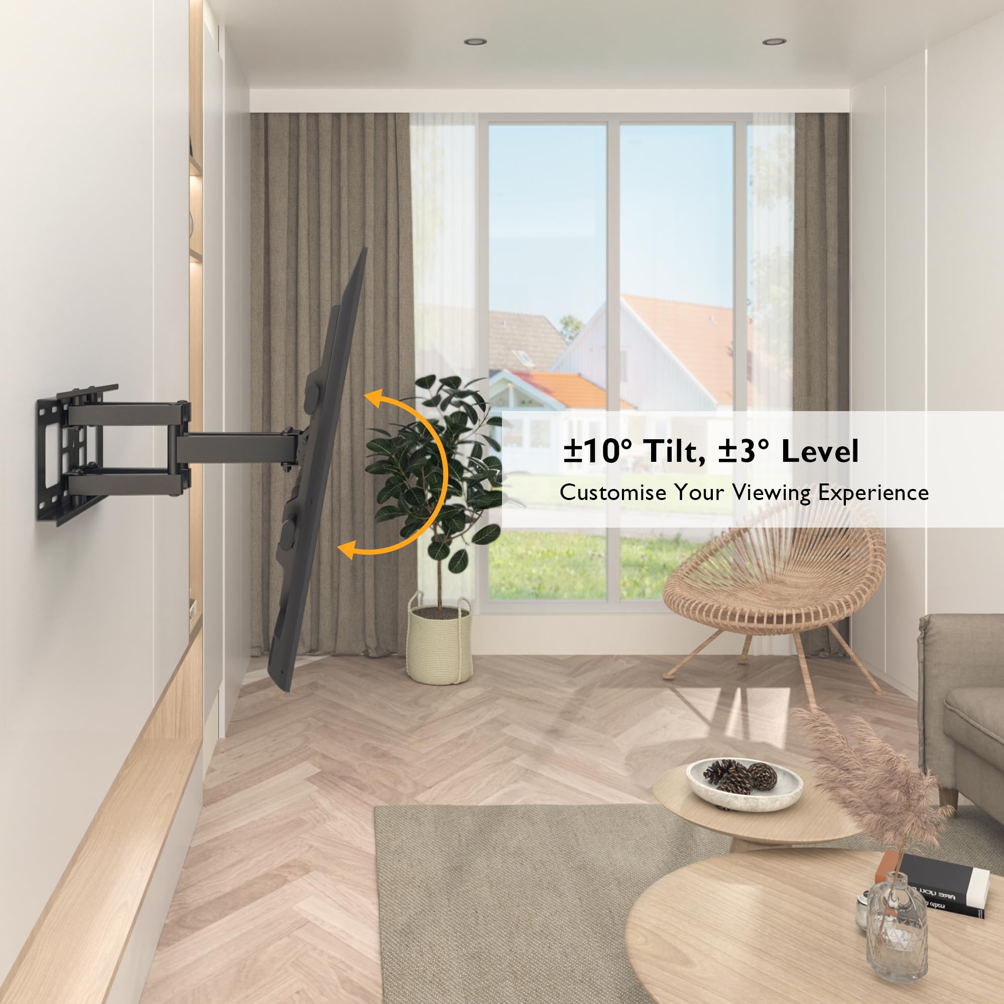 BONTEC TV Wandhalterung für 32-85 Zoll Bildschirme bis zu 60kg, Wandhalterung Fernseher Schwenkbar Neigbar Universal TV Halterung für Flach & Curved Fernseher & Monitor, Max VESA 600x400mm 4