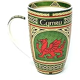 Clara Craft Wales Porcelain Coffee Mug - Welsh Red Dragon Porcelain Cup with Irish Celtic Knots Design, Made of New Bone China 400ml/14fl oz