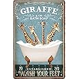 Funny Giraffe Decor Vintage Bathroom and Bathtub Metal Tin Sign Decor Giraffe Pet lovers Gift Farm Home Bar Bathroom Man Cave Retro Wall Art Poster Sign Accessories 8x12 In