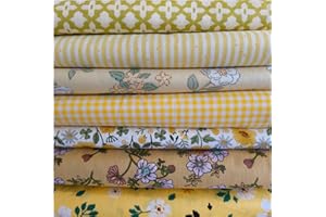 LMAEZNER 7Pcs 25 * 25cm Cotton Fabric DIY Making Supplies Quilting Patchwork Fabric Fat Quarter Bundles DIY for Quilting Cotton Patchwork Cushions(Yellow, 25 * 25cm)