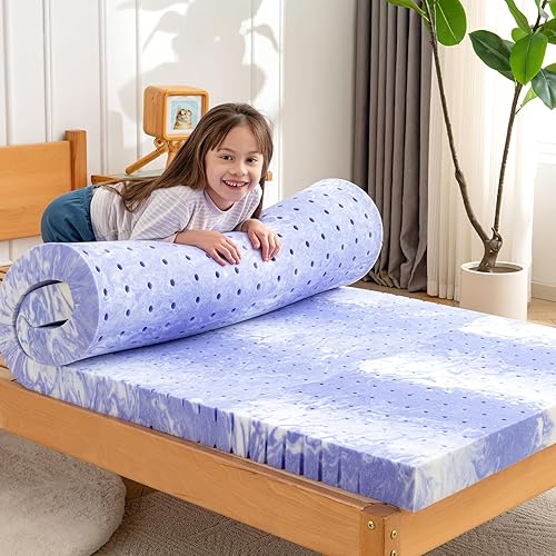 ZEO-SLEEP Memory Foam Mattress Topper Queen 3 Inch Gel Ventilated Design Pressure Relieve Mattress Pad Soft Breathable Bed Topper, CertiPUR-US Certified