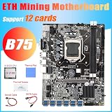 Zunedhys B75 ETH Mining Motherboard 12 PCIE i3 2100 CPU Switch SATA Cables view 2