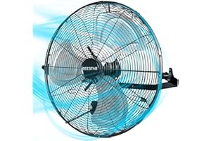 BEESTAR 20 inch High Velocity Wall Mount Fan,Industrial Fan with 3 Speed Commercial Ventilation,Easy Operation and 270 Degree Tilting,Metal Fan for Warehouse,Greenhouse, Workshop and Basement