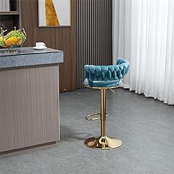 Kakotito 360° Velvet Swivel Bar Stools with Low