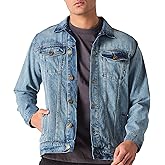 JMOJO Jean Jacket Men - Button Down Trucker Style with Functional Pockets - Classic Mens Denim Jackets for Casual Outfits