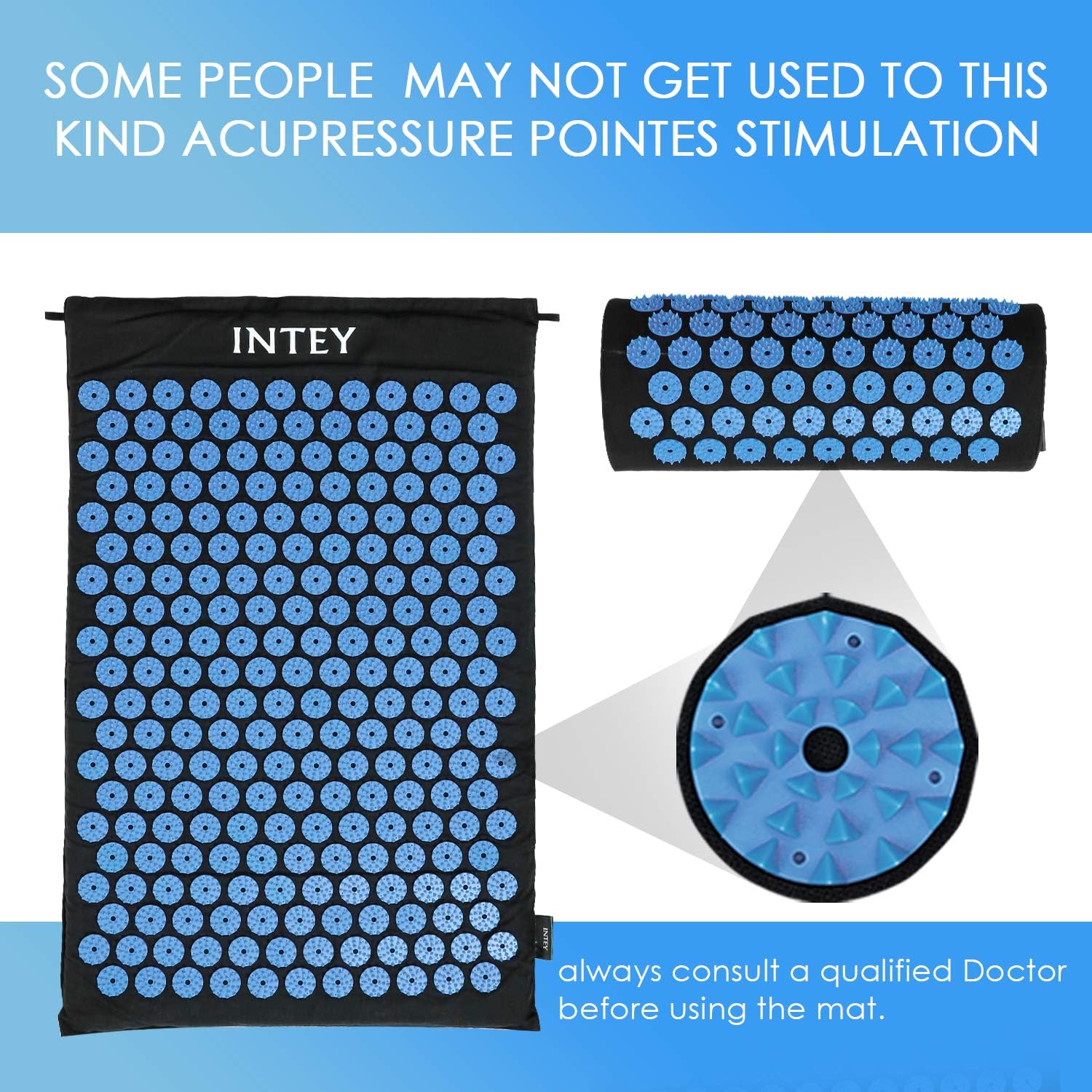 INTEY Acupressure Mat Set, Help Release Back Pain and Tension, Bed of ...