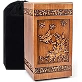 Handmade Wooden Urns for Human Ashes Adult Male Female 250 lbs Engraved Butterfly Cremation Urn Box Funeral Decorative Urn Burial(Butterfly-2)