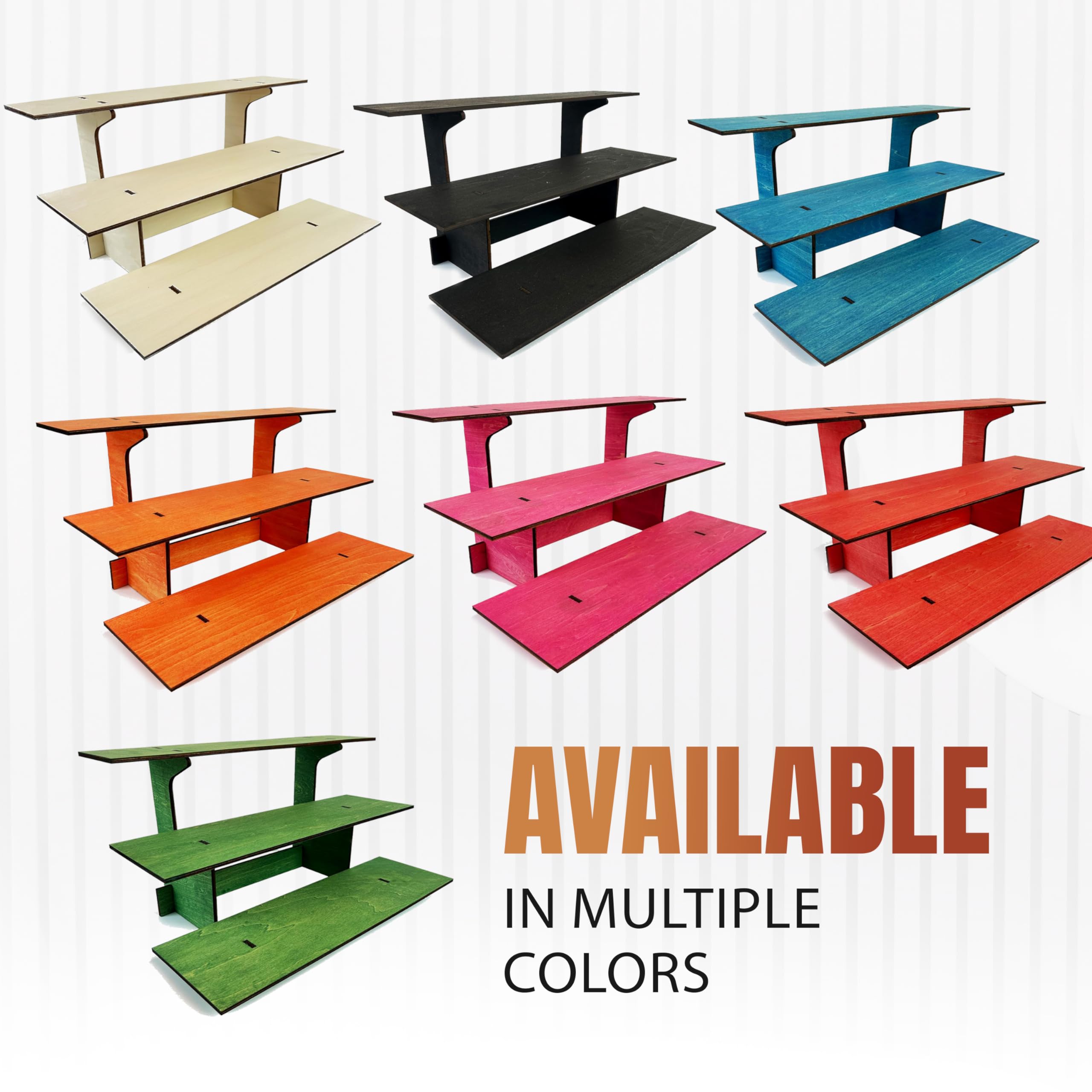 Table Selling Rack Mua 3-Tier Straight Wooden Retail Table Display Stand with Shelves for ...
