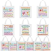 SilTriangle 36 Pcs Fruit of the Spirit Tote Bags for Kids Religious Bible Verse Tote Christian Gift Bags with Handles Party Favor for Easter Gifts Sunday School Church Party Supplies