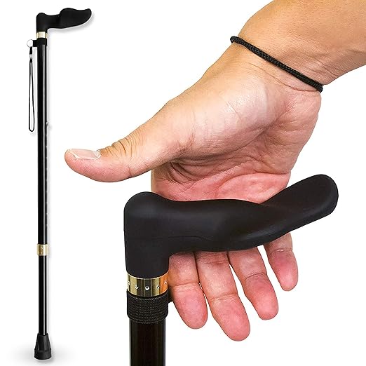 RMS Walking Cane with Palm Grip Orthopedic Handle for Right Hand