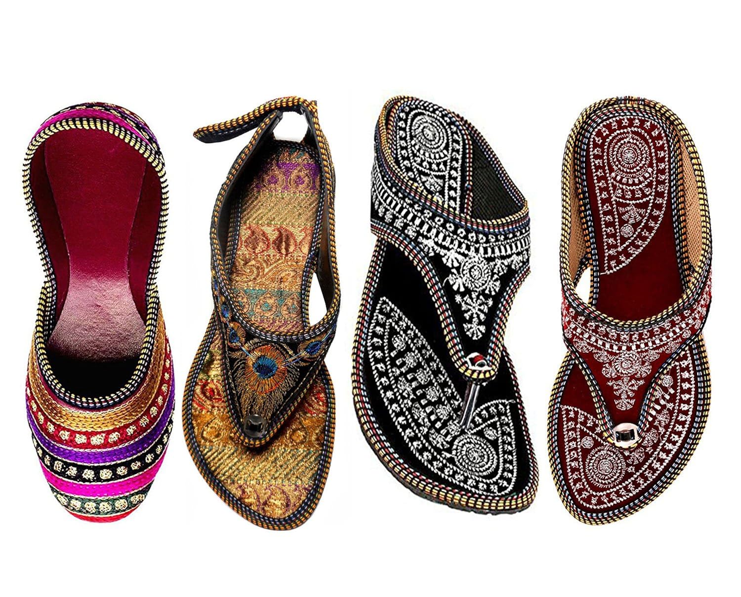 zaiva women and girls synthetic belly and slipper - multicolour (pack of 4)