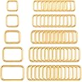Swpeet 50Pcs 5 Sizes 1/2" 3/4" 1" 5/4" 5/8" Multi-Purpose Metal Rectangle Ring for Belts Hardware Bags Keychain Hand DIY