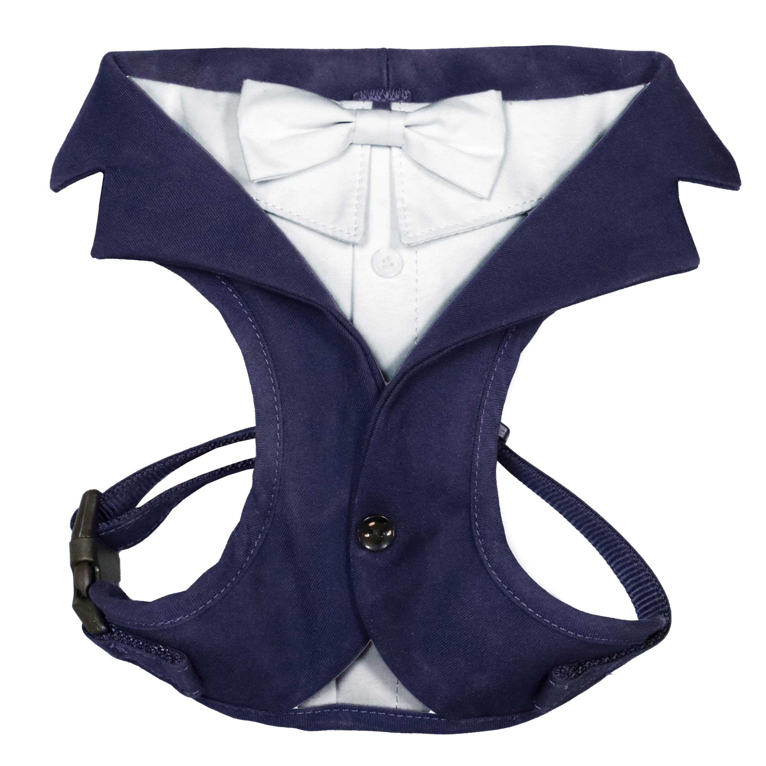 Croci Ceremony Groom Male Dog Harness for Weddings, Tuxedos for Dogs, Adjustable, Blue, XS/30-39cm