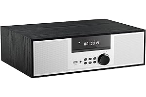 TIAMBOY Home Stereo System with CD Player - Micro Shelf System 40W RMS with CD Player, Bluetooth, USB Playback, FM Radio, AUX-Input, 2-Way Music Crisp-Sound, DSP-Tech (TB-816B)