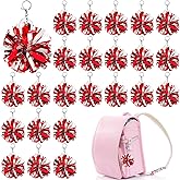 DAVAXI 24 Pcs Cheer Pom Pom Keychain Cheerleader Gift Cheering Keyring Camp Team Gift
