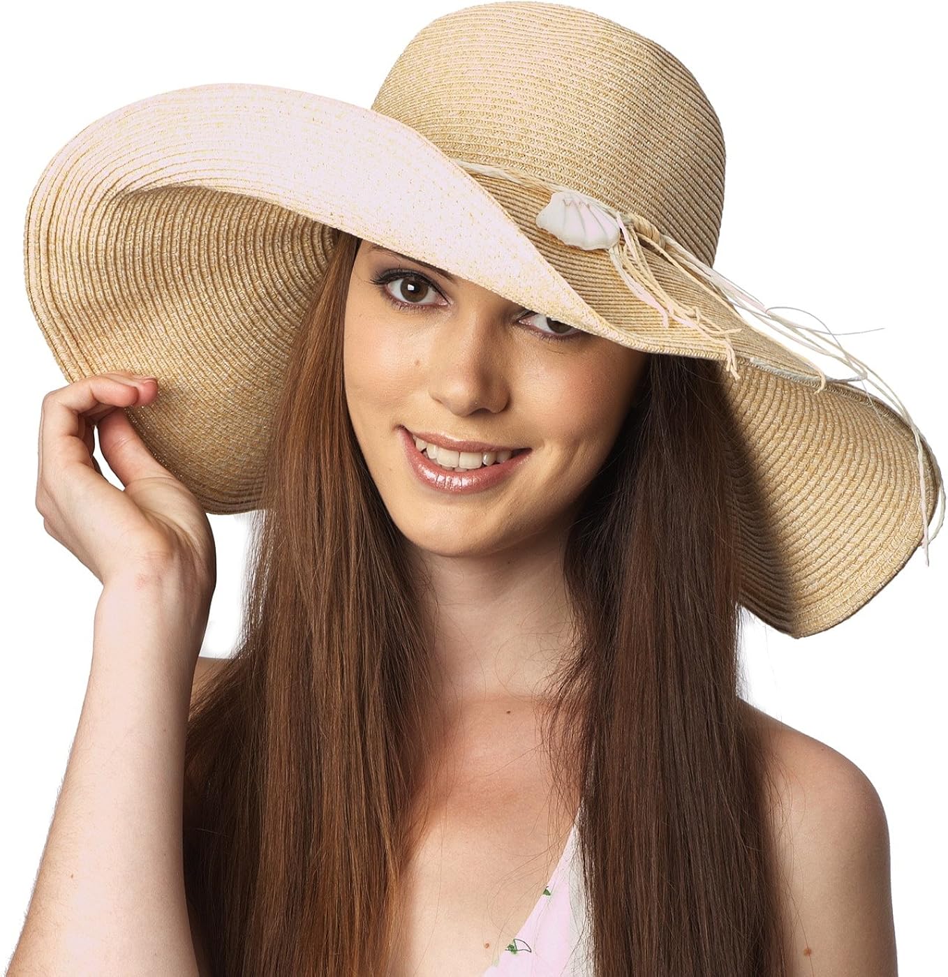Large Wide Brim Floppy Beach Straw Sun Hat for Women Beige at Amazon