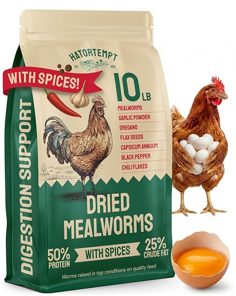 HATORTEMPT 10LB SPICED MEALWORMS FOR CHICKENS WITH DIGESTIVE...