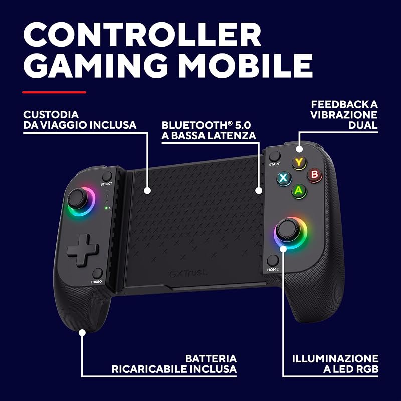 Mylox Controller per Telefono Bluetooth, Gamepad Wireless, Nero