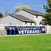 Veterans Day Decoration Banner 120 x 20 inch America Independence Day Decorations Veterans Day Backdrop Banner Deck Terrace Porch Balcony Backyard Lawn Garden Decoration Independence Day
