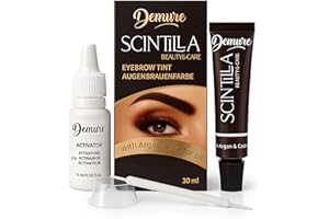 Eyebrow Tint Kit DEMURE, new formula Brow Tint - contains Argan Oil & Castor Oil (Omega 6, Carotene, Vitamins А, Е, F), Fast 