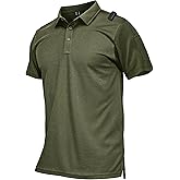 MAGCOMSEN Men's Polo Shirts Short Sleeve Quick Dry Performance Tactical Shirt UPF 50+ Work Golf Polos Collared Shirts