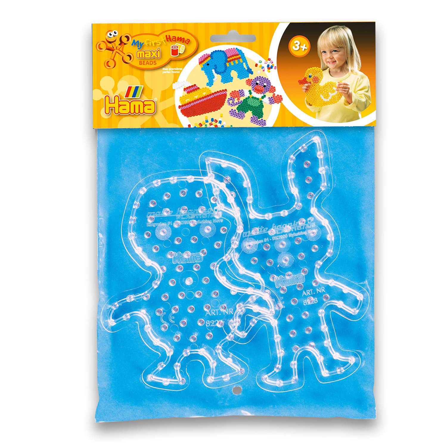 Hama Perlen 8267 Pin Plates Set of 2 for Maxi Iron-On Beads with Diameter 10 mm, Penguin and Rabbit Motifs in Transparent, Creative Craft Fun for Young and Old