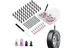 101PCS Screw in Tire Plugs, Tire Repair Rubber Nails Kit with 2 Sizes, Tire Screw Plug Repair Kit, Fast Self-Service Tool for