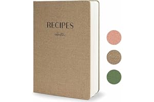 hi!SCI Blank Recipe Book to Write in Your Own Recipes, Large Recipe Notebook with 192 Pages, 7" x 10" Hardcover Recipe Journal for Family Cooking Lover (Vanilla Latte)