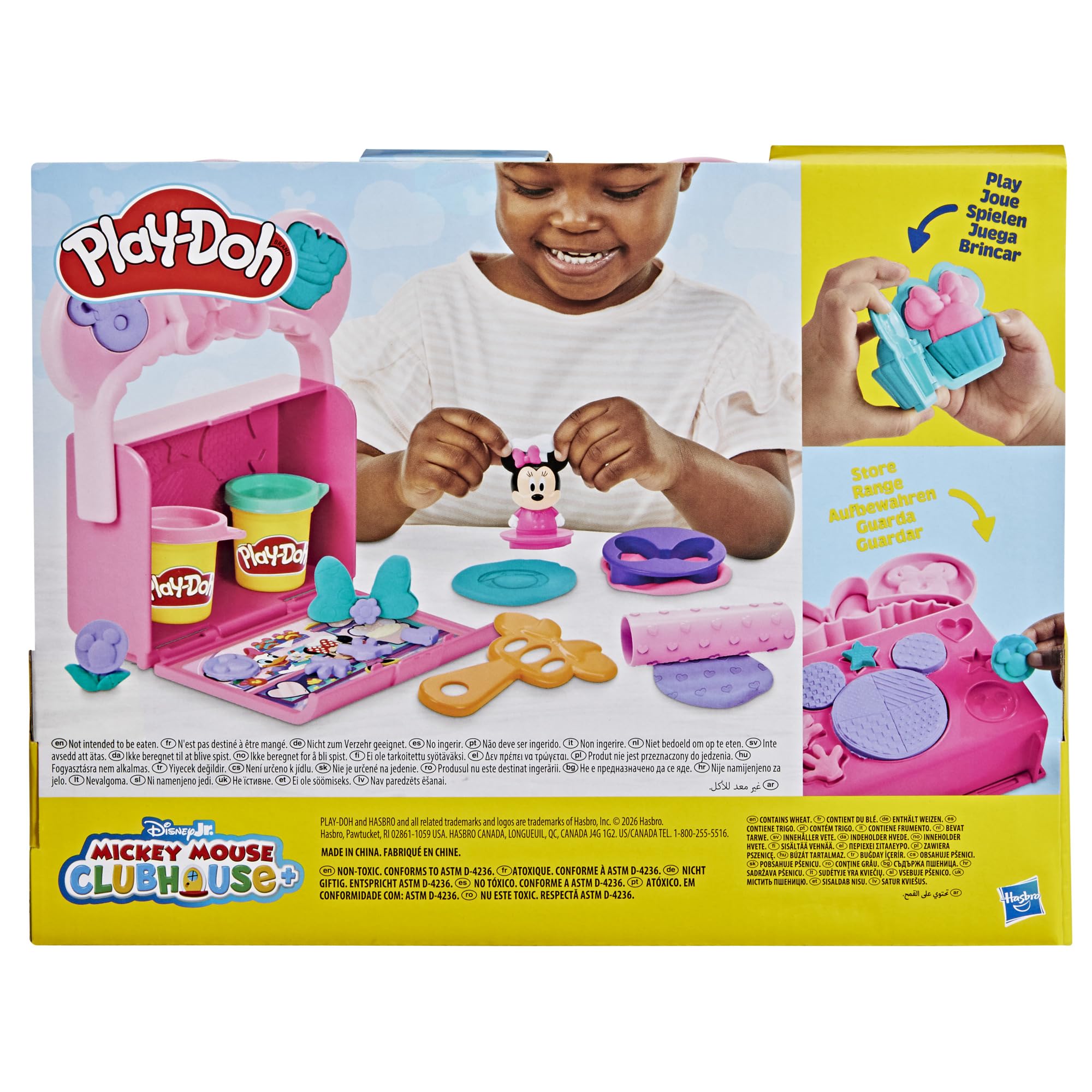 Play-Doh Disney Junior Mickey Mouse Clubhouse, On-The-Go Bakery Playset with Minnie Mouse, Play Food Preschool Toys, Arts & Crafts Gifts for Kids 2+