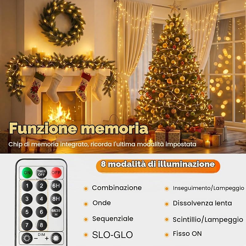 Luci Albero di Natale con Telecomando, 20M Luci di Natale da Esterno — foto 2 di 7