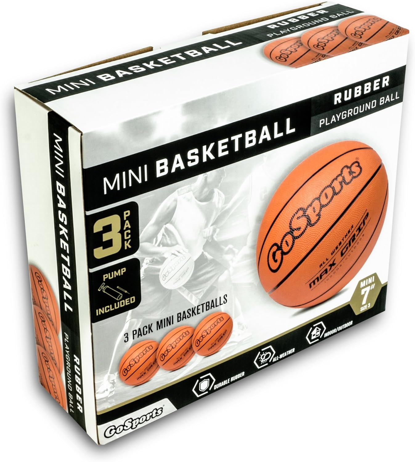 GoSports 7" Mini Basketball 3 Pack with Premium Pump - Perfect for Mini Hoops or Training : Sports & Outdoors