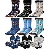 Skicuff 6 Pairs Novelty Ocean Animal Gifts for Men Funny Cotton Crew Socks Birthday Gift for Octopus Otter Sea Turtle Lover